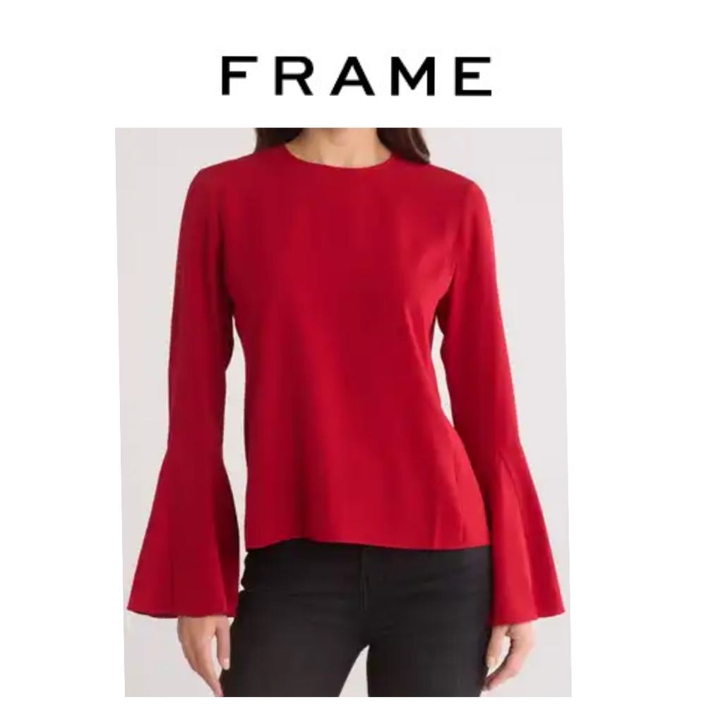 Frame Red Bell Sleeve Long Sleeves Top